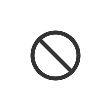 Yasak ya da yasak levha, siyah simge. Hisse Vektörü illüstrasyonu beyaz arkaplanda izole edildi.