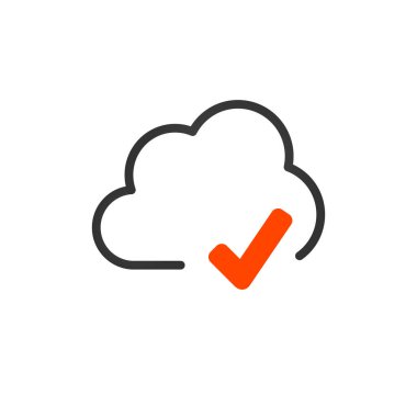 Bulut onay işareti ile illüstrasyon vektör, vektör illüstrasyon izole beyaz arka plan üzerinde.