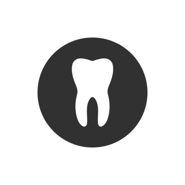 Diş çemberi simgesi. Düz tasarım tarzı. Diş basit siluet. Modern, minimalist, yuvarlak simge. beyaz arka planda yalıtılmış vektör çizimi.