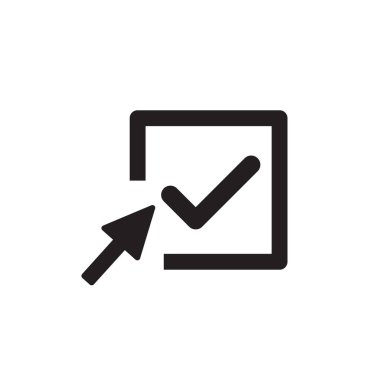 Logo simgesini işaretle. Kutudaki kene sembolü. Onaylama veya listeleme için onay işaretleme sembolünü kabul et. Bilgisayar faresi imleç ok simgesine tıklayın. İmleç simgesi. İşaret vektörünü kontrol et.