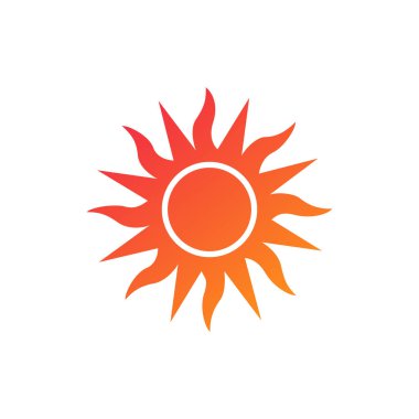 Yaz Güneşi. Dekoratif Yaz Tasarımı. Beyaz arka planda yalıtılmış vektör çizimi