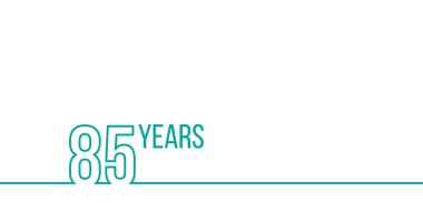 85 'inci yıldönümü ya da doğum günü. Doğrusal anahat grafikleri. Matbaa, broşür, kapak ve raporlarda kullanılabilir. Hisse Vektörü illüstrasyonu beyaz arkaplanda izole edildi