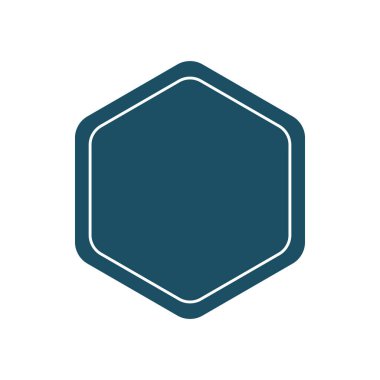 Tasarım şablonu pentagon rozet veya çerçeve. Basit en az büyük düz geometrik şekiller. Grafik arka planda metin için yer. Soyut nesneleri poster.