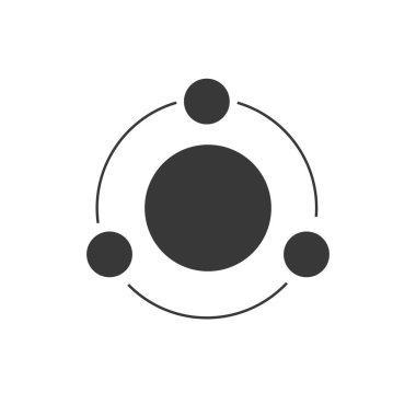 Atomun vektör modeli, molekül yapısı. Bilimsel veya fizik konsepti. Vektör illüstrasyonu beyaz arkaplanda izole edildi.