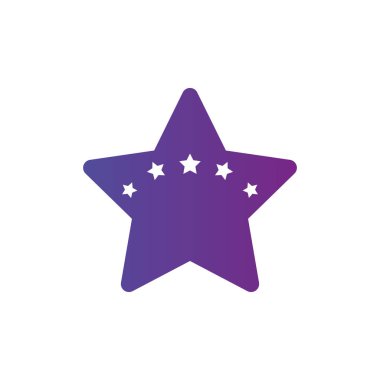 İçinde beş yıldız bulunan Yıldız Logosu Şablonu, ödül simgesi, beyaz arkaplanda izole edilmiş vektör çizimi.