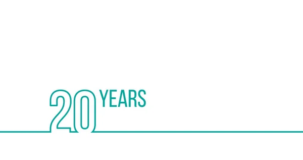 20 주년 또는 생일. 선형 윤곽선 그래픽. 인쇄 재료, 브루셔, 커버, 보고서에 사용할 수 있습니다. 스톡 벡터 일러스트레이션, 흰색 배경에서 격리 — 스톡 벡터