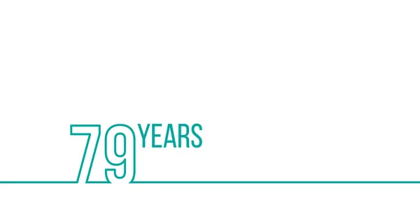 79-річчя або день народження. Лінійна контурна графіка. Може використовуватися для друку матеріалів, брошур, обкладинок, звітів. Сток Векторні ілюстрації ізольовані на білому тлі — стоковий вектор