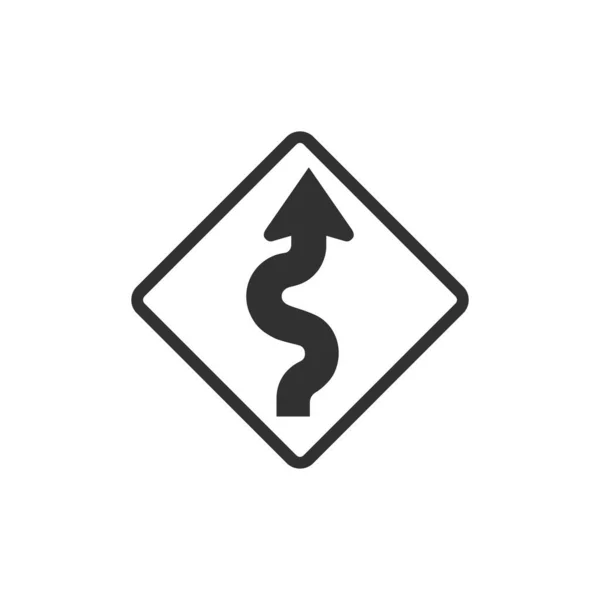 Rechts kurvenreiches Verkehrszeichen. Aktienvektordarstellung isoliert auf weißem Hintergrund. — Stockvektor