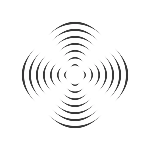 Muster mit symmetrischen geometrischen Ornamenten für sich drehende Propeller. schwarze Kreislinien. Optische Täuschung in 3D. Vektor-Illustration isoliert auf weißem Hintergrund. — Stockvektor