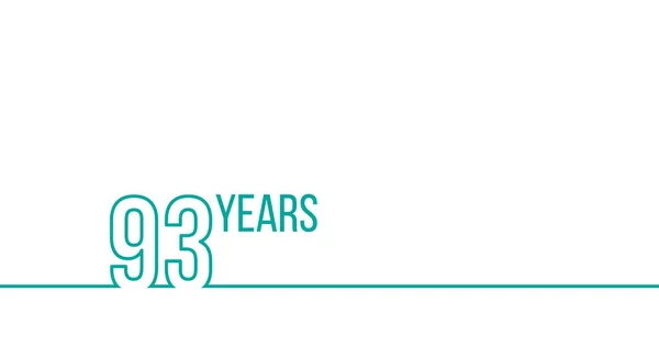 93 년 기념일이나 생일. 직선의 개요 그래픽. 인쇄물, 압류, 표지, 보고서등에 사용 될 수있다. 하얀 배경에 분리되어 있는 주식 벡터 삽화 — 스톡 벡터