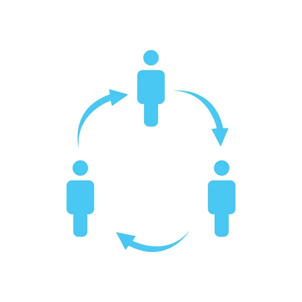 Estrutura do ícone da empresa, três pessoas em círculo, conceito de relatório de negócios. hierarquia com setas em círculo. ilustração vetorial isolada sobre fundo branco . — Vetor de Stock