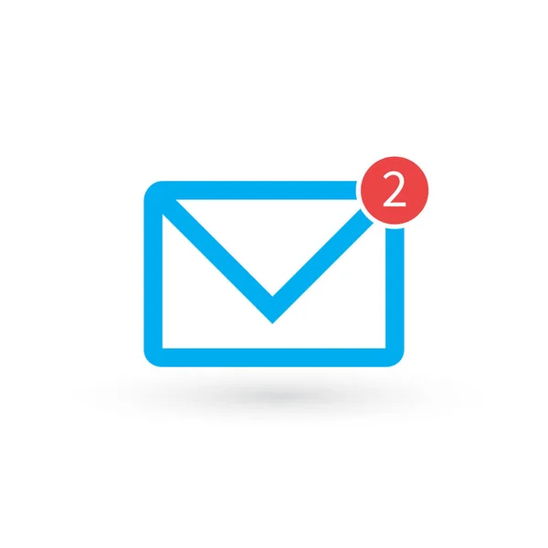 Conceito de ícone de ilustração vetorial de envelope de correio fechado com número dois indica número de letras. ilustração vetorial isolada em fundo branco . — Vetor de Stock