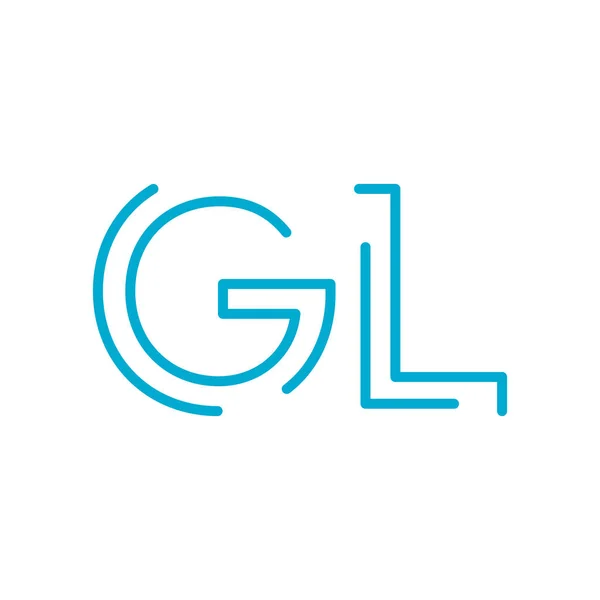 GL initial letter logo gl, lg, Blue graphic element for typography style, minimalistic letter design. Editable stroke. Stock vector illustration isolated on white background. — Stock Vector