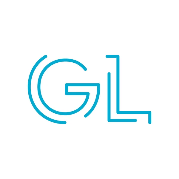 GI ilk harf logosu gl, lg, tipografi stili için mavi grafik ögesi, minimalist harf tasarımı. Düzenlenebilir felç. Stok vektör illüstrasyonu beyaz arkaplanda izole edildi.