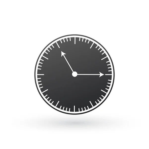 Icono del Reloj Negro. Símbolo de tiempo. Ilustración vectorial aislada sobre fondo blanco — Archivo Imágenes Vectoriales