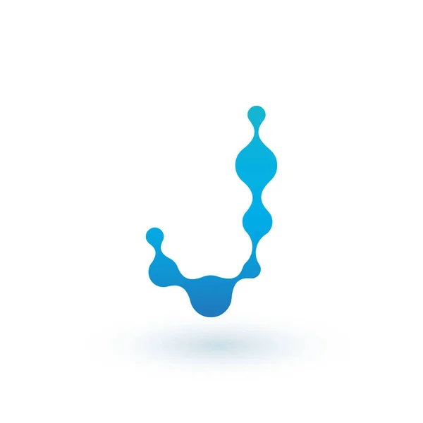 Água molecular inicial Carta J Logo design, Fluido líquido Elemento de Design com pontos e sombra. Ilustração do vetor de estoque isolado no fundo branco . — Vetor de Stock