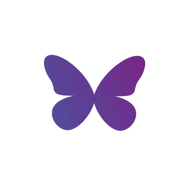 Fioletowe gradientowe logo motyla. Ilustracja wektora izolowana na białym tle. czyste wzornictwo. — Wektor stockowy