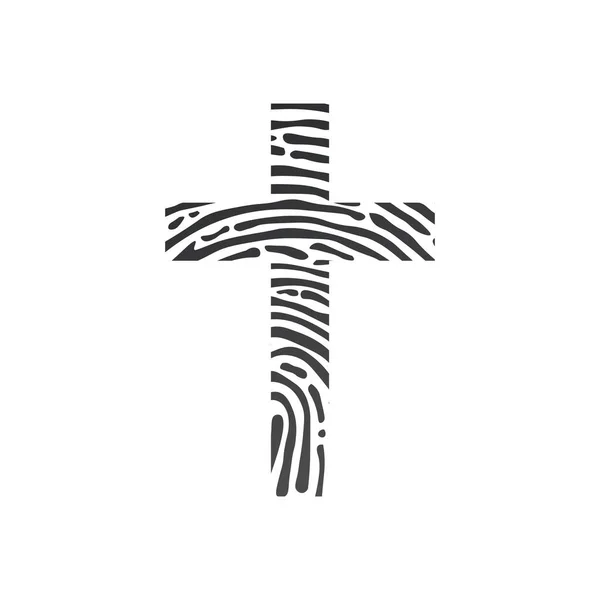 Cruz polegar Impressões ou impressão digital mostrando a identidade cristã. ilustração vetorial isolada sobre fundo branco . — Vetor de Stock