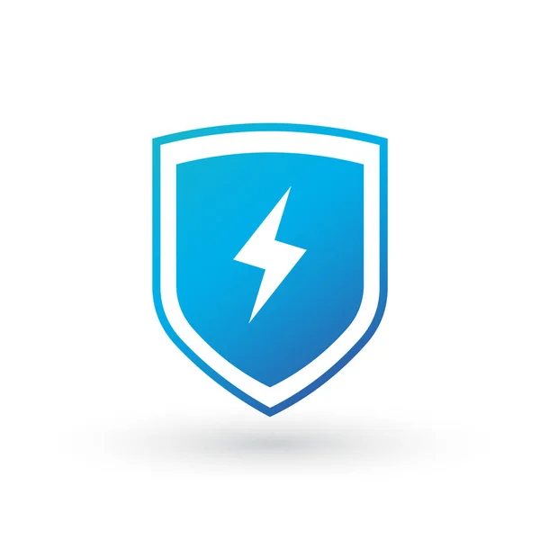 Lightning and shield symbol protect vector logo template icon. Vector illustration isolated on white background. — Stock Vector
