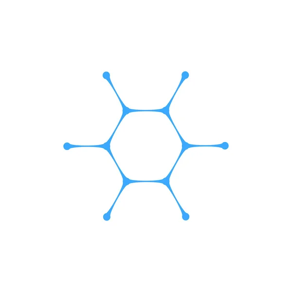 六角形のメタボールナノセルエレメントアブストラクトウォーター分子ベクターロゴテンプレート。医学、水、生物学、化学、科学の概念。ベクターイラスト — ストックベクタ