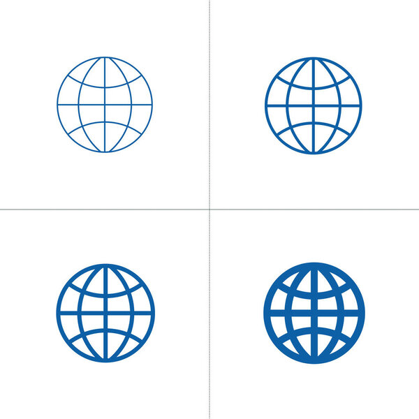 Набор значков контура глобуса. Редактируемый удар. Векторная иллюстрация на белом фоне
.