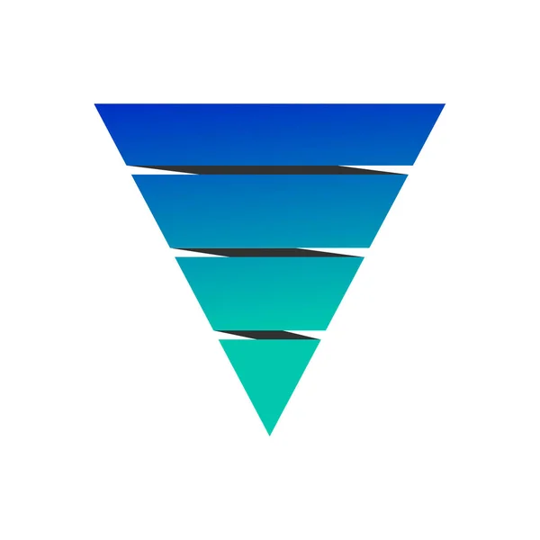 Pyramid diagram med fyra element, vektor illustration isolerad på vit bakgrund. — Stock vektor
