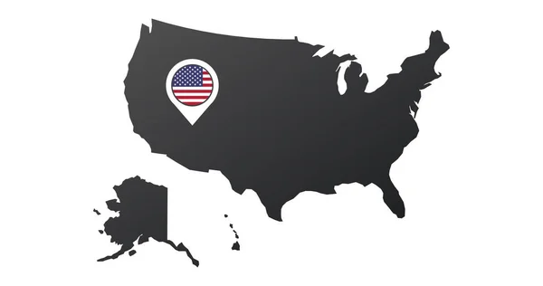 ΗΠΑ χάρτη με σημαία στο pin χάρτη. Σχεδιασμός πληροφοριων γραφικών. Πρότυπο γραφικής πληροφορίας. απεικόνιση διανύσματος απομονωμένη σε λευκό φόντο. — Διανυσματικό Αρχείο