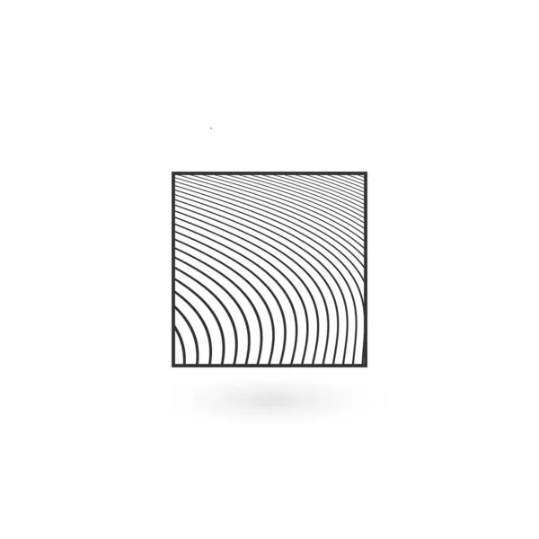 내부에 원줄이있는 추상 사각형 기하학적 정체성 로고 디자인 템플릿. 크리에이티브 스퀘어 컨셉 아이콘. 비즈니스 선형 로고. 스톡 벡터 일러스트레이션, 흰색 배경에서 격리 — 스톡 벡터