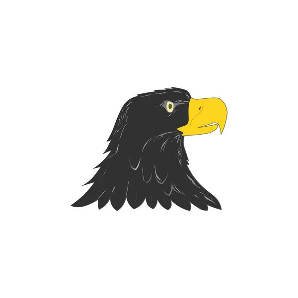 Logo de pájaro negro, silueta de cabeza de águila negra aislada sobre fondo blanco — Archivo Imágenes Vectoriales