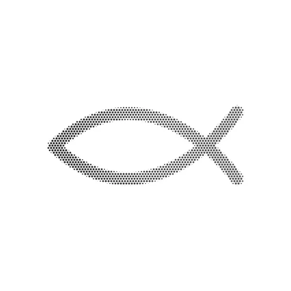 Polotónovaný křesťanský symbol, ikona Ježíšova ryba izolovaná na bílém pozadí.Rybí symbol je obrazové ztvárnění řeckého slova Ichthys. vektorová ilustrace. — Stockový vektor