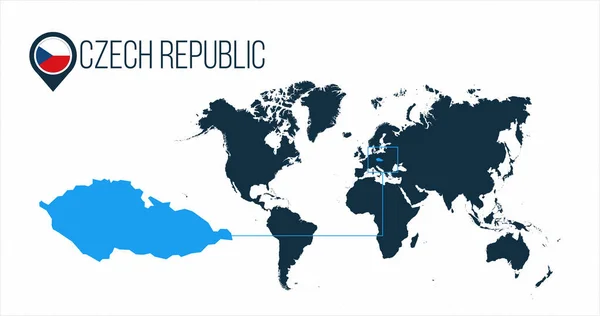 República Checa ubicación en el mapa mundial de infografías. Todos los países del mundo sin nombres. República Checa bandera redonda en el mapa pin o marcador. ilustración vectorial sobre fondo despojado . — Archivo Imágenes Vectoriales