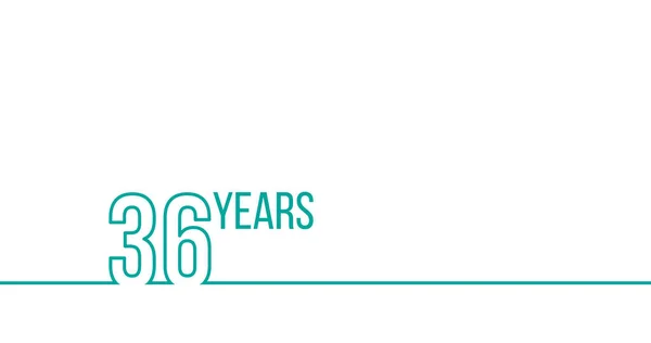 36歳の誕生日線形アウトライングラフィックス。印刷材料、パンフレット、カバー、レポートに使用できます。白を基調としたストックベクトルイラスト — ストックベクタ