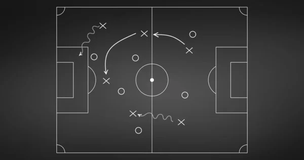축구나 축구 전략은 블랙 보드 배경에서 분리되었다. 스포츠 요소. 흰색 배경에 분리되어 있는 벡터 삽화. — 스톡 벡터