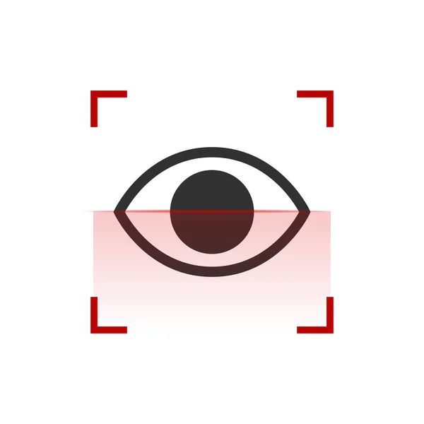 Иконка сканирования глаз, сканер глаз, биометрическая система распознавания. Векторная иллюстрация на белом фоне . — стоковый вектор