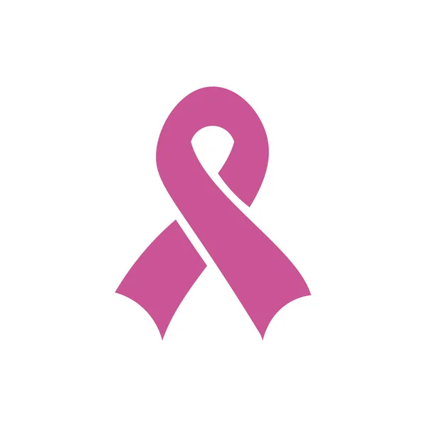 Pink breast cancer ribbon icon. Vector illustration isolated on white background. — Stock Vector