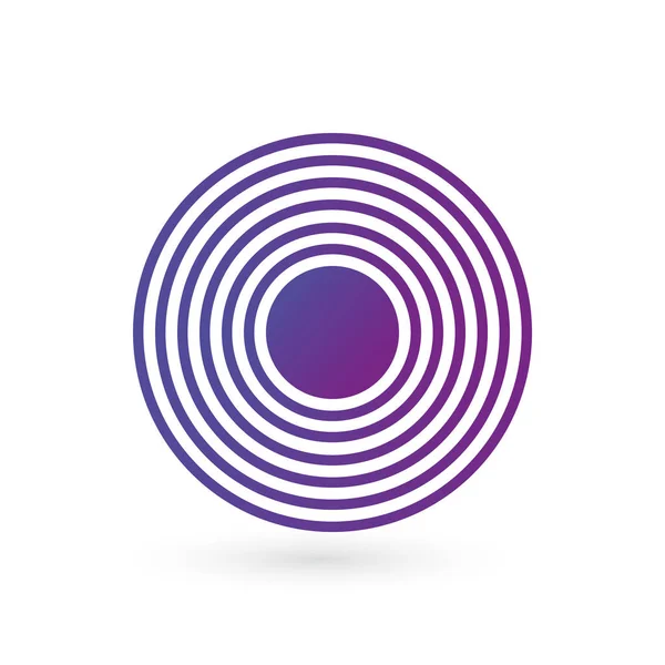 Gradient violet Anneaux son ou ondes en cercle. Appuyez sur symbole. Fond du signal radio. Illustration vectorielle isolée sur fond blanc . — Image vectorielle