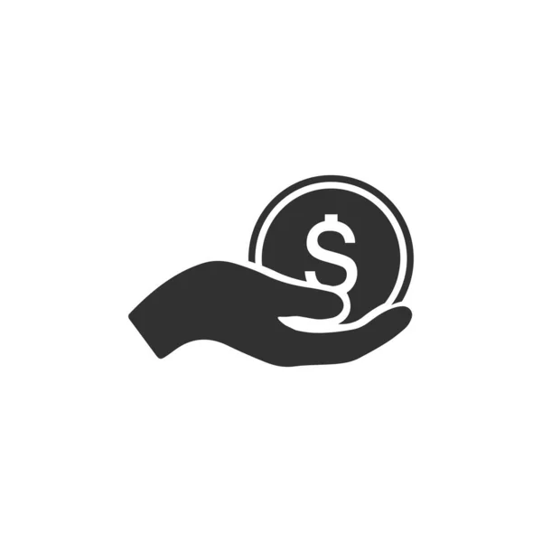 Κερδίστε χρήματα εικονίδιο του φορέα, σύμβολο του μισθού. Μοιραστείτε το χέρι ή δίνοντας χρήματα. δέκατα έννοια. Εικονογράφηση διάνυσμα που απομονώνονται σε λευκό φόντο. — Διανυσματικό Αρχείο