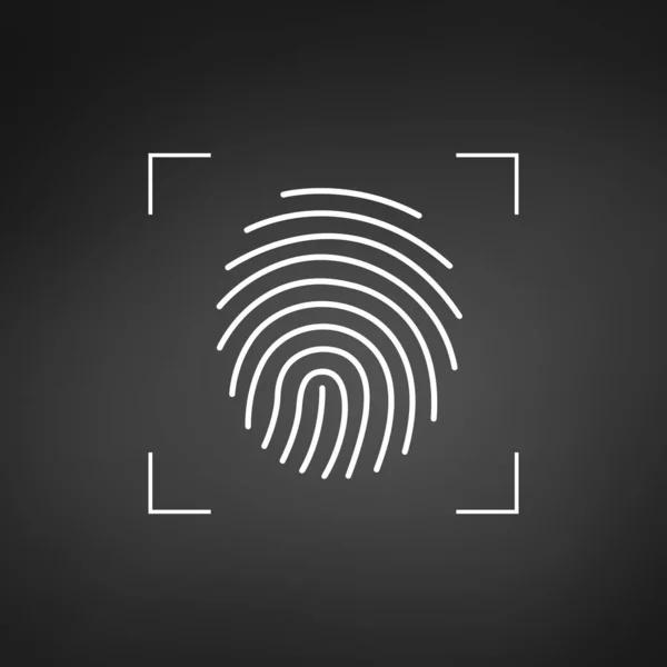 Fingerprint. Simple icon for logo or app. . Scan frame. Vector illustration isolated on white background. — Stock Vector