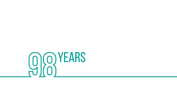 98 년 기념일이나 생일이요. 직선의 개요 그래픽. 인쇄물, 압류, 표지, 보고서등에 사용 될 수있다. 하얀 배경에 분리되어 있는 주식 벡터 삽화 — 스톡 벡터