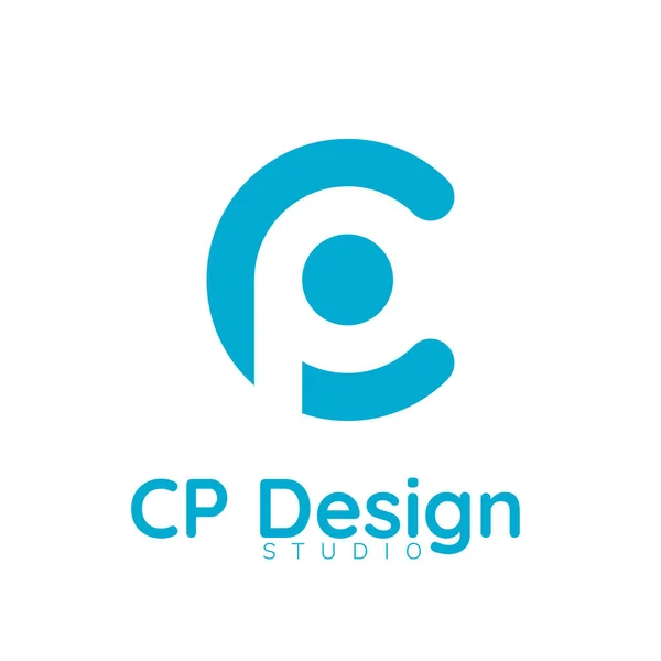 Cp şirketi logo tasarımına bağlı. Stok vektör illüstrasyonu beyaz arkaplanda izole edildi.