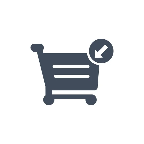 Значок корзины. Put in cart online shopping icon with arrows. Векторная иллюстрация на белом фоне . — стоковый вектор