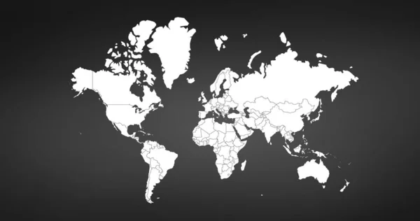 Weltkartenvektor, isoliert auf schwarzem Hintergrund. kann für Jahresberichte, Inphografien verwendet werden. hoch detaillierte Länder mit Grenzen. — Stockvektor