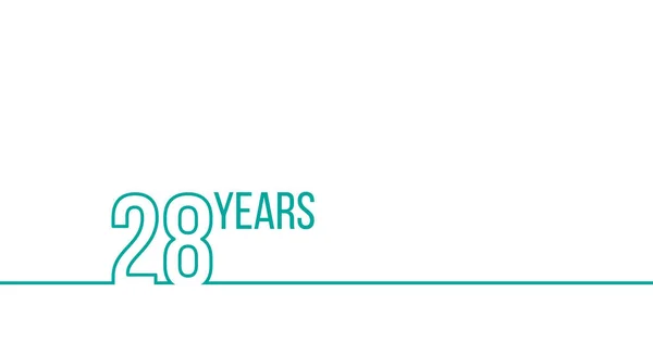 28 주년 또는 생일. 선형 윤곽선 그래픽. 인쇄 재료, 브루셔, 커버, 보고서에 사용할 수 있습니다. 스톡 벡터 일러스트레이션, 흰색 배경에서 격리 — 스톡 벡터