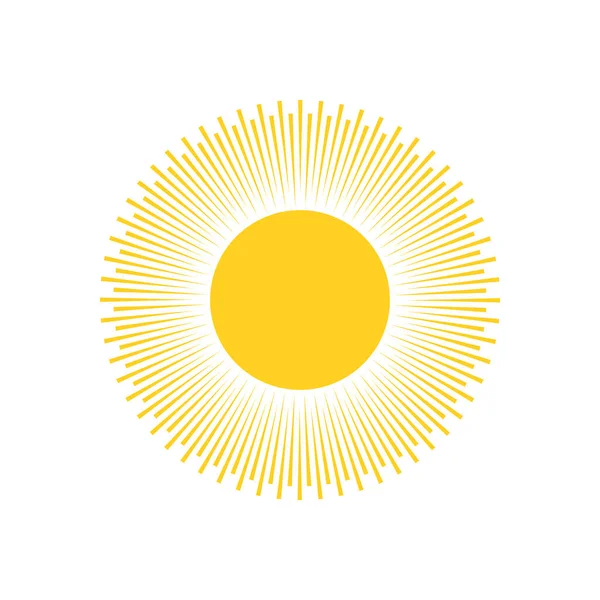 Yellow Sun burst icon or logo. Modern simple flat sunlight, sign. Business, internet concept. Trendy vector summer symbol. Logo Vector illustration isolated on white background.
