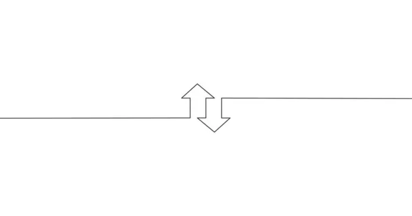 Zwei lineare Pfeile nach oben nach unten Symbol, zwei Pfeile lineare Zeichen gelben Hintergrund. Vektorillustration. — Stockvektor