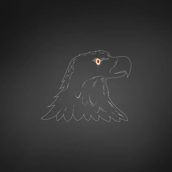 American Bald Eagle lub Hawk Head maskotka Graphic, ptak stoi stronie. Grafika w koszulce. Ilustracja wektorowa na białym tle — Wektor stockowy