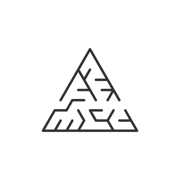 Κυκλικός λαβύρινθος που έχει τη μορφή τριγώνου. Εικονογράφηση διανύσματος απομονωμένη σε λευκό φόντο — Διανυσματικό Αρχείο