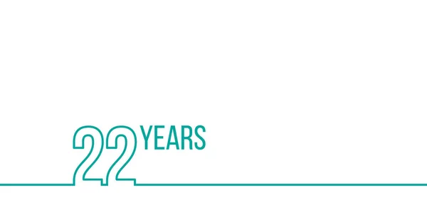 22 주년 또는 생일. 선형 윤곽선 그래픽. 인쇄 재료, 브루셔, 커버, 보고서에 사용할 수 있습니다. 스톡 벡터 일러스트레이션, 흰색 배경에서 격리 — 스톡 벡터