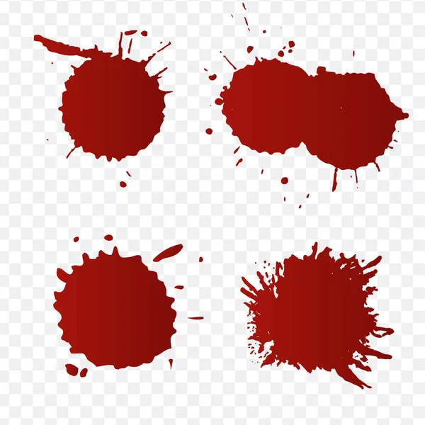 Salpicaduras de sangre realistas y gotas de sangre conjunto de vectores. Tinta roja salpicada. ilustración vectorial aislada sobre fondo transparente . — Archivo Imágenes Vectoriales