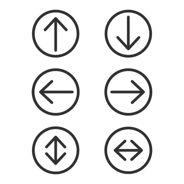 Flèche dans le cercle icône ensemble. Collection d'icônes rondes avec différentes flèches de direction. Course modifiable. Illustration vectorielle isolée sur fond blanc . — Image vectorielle